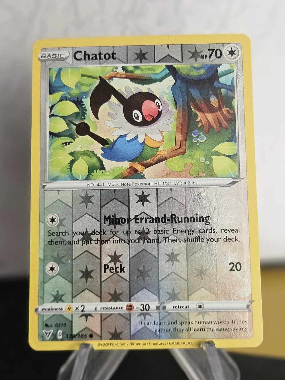 Chatot 139/185 Pokemon TCG Reverse Holo Rare